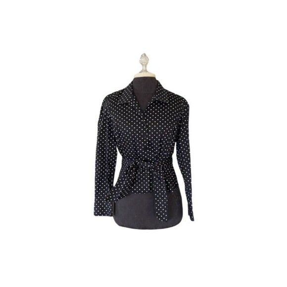 Jones New York Black and white polka dot shirt (Small) - Picture 1 of 7